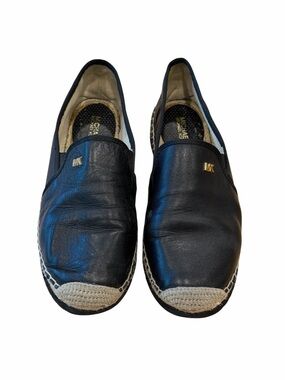Michael Kors Women’s Black Leather Slip-On Espadrilles